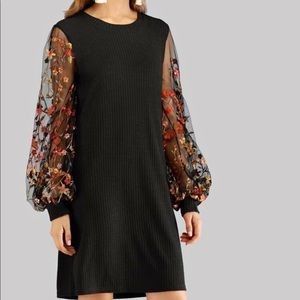 Black dress with floral sleeves